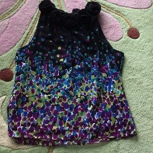 Feminine Jackie Jon rosette collar sleeveless top